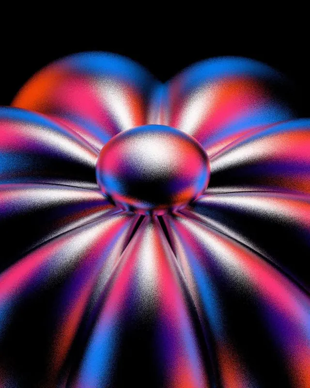 Iridescent 3D Flower, 3d-render, gradient-heavy, vibrant