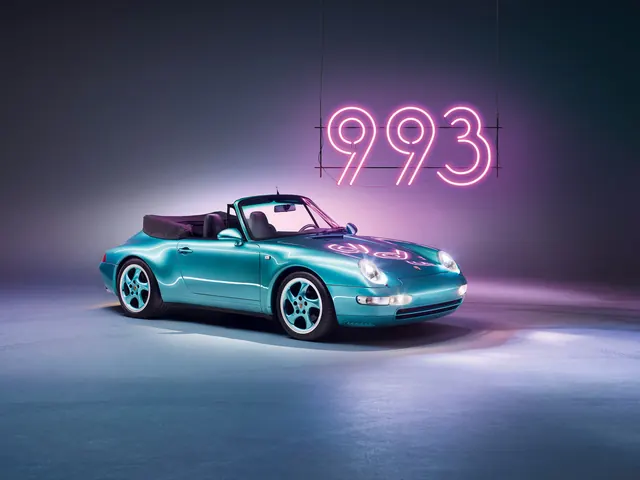 Neon Retro Car Visualization, neo-brutalist, gradient-heavy, vibrant