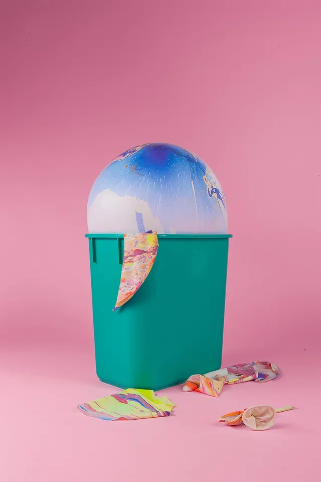 3D Abstract Sphere and Leaf Composition