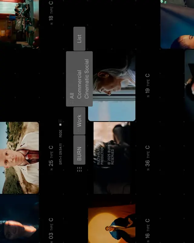 Dark Mode UI Layout with Image Grid, dark-mode, minimal, dark