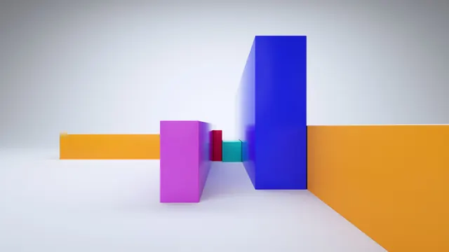 Geometric 3D Abstract Composition, minimal, geometric, vibrant