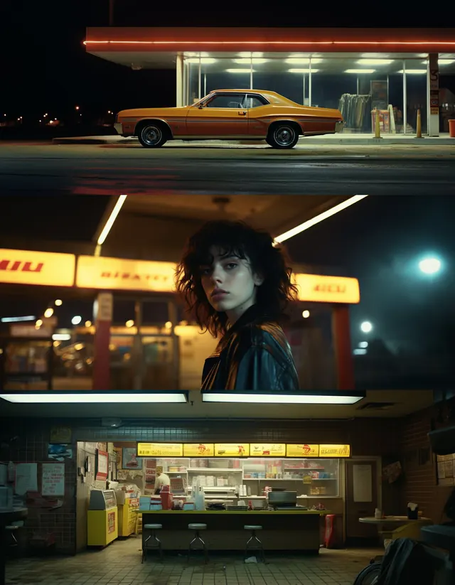 Cinematic Urban Nightscape, retro, dark-mode, dark