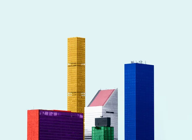 Colorful Shipping Containers, minimal, geometric, vibrant