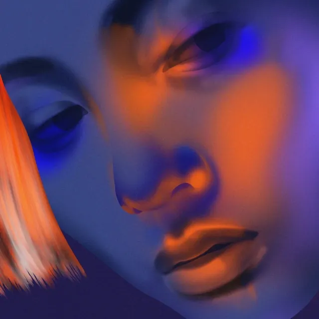 Abstract Portrait with Dual Tones, abstract, gradient-heavy, high-contrast