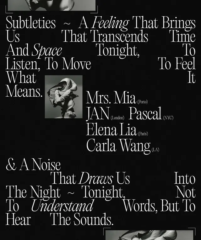 Poetic Typography Layout, brutalist, maximalist, monochrome