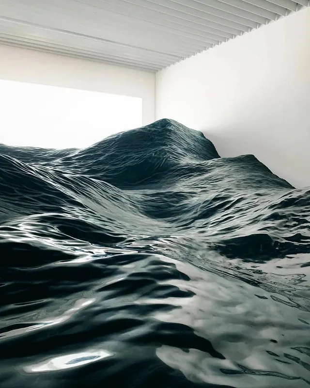 Abstract Water Wave Graphic, minimal, monochrome, monochrome