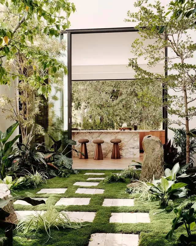 Modern Garden Interior, minimal, organic, earthy