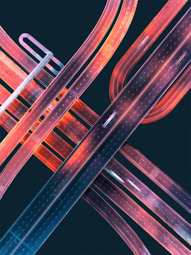 Abstract Gradient Tubes, 3d-render, gradient-heavy, vibrant
