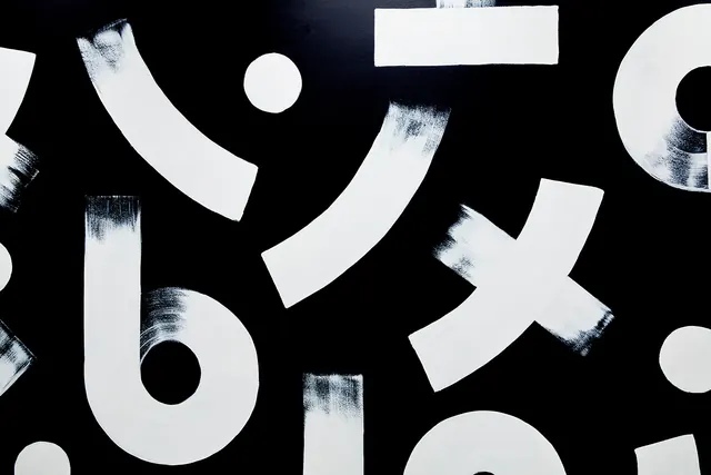 Abstract Typography Composition, brutalist, maximalist, high-contrast
