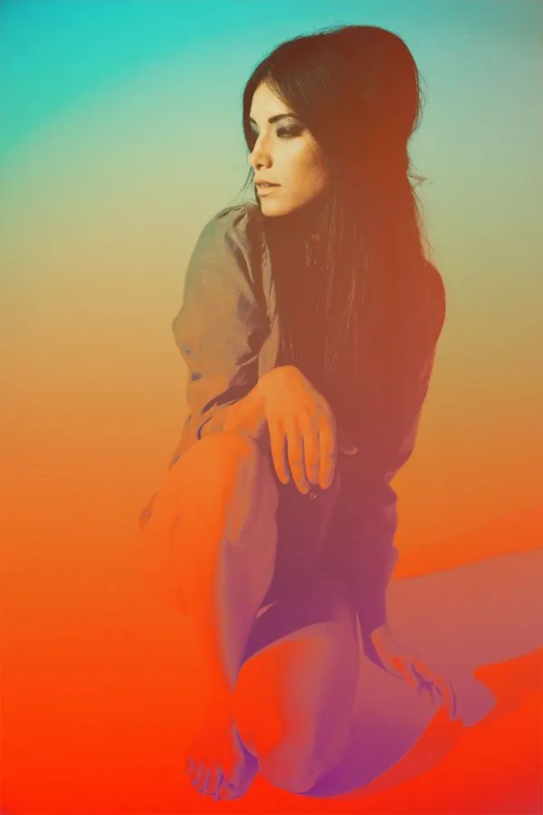 Gradient Portrait with Motion Blur, gradient-heavy, abstract, vibrant