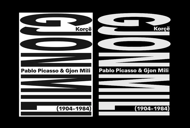 Pablo Picasso & Gjon Mill Typography Layout, brutalist, minimal, high-contrast