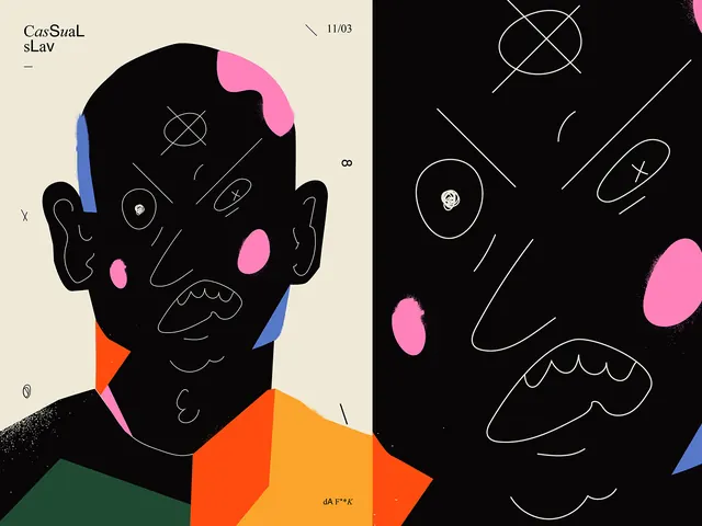 Abstract Line Art Portrait, brutalist, neo-brutalist, high-contrast