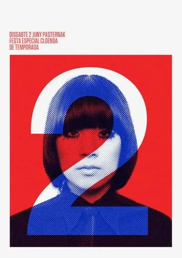 Red and Blue Portrait Graphic, brutalist, neo-brutalist, high-contrast
