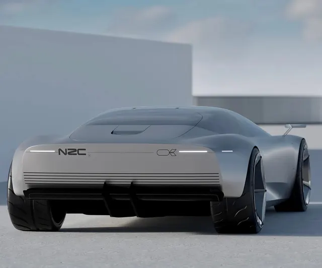Futuristic Concept Car Render, minimal, technical, monochrome