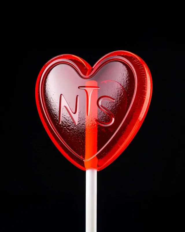 Red Heart Lollipop with Monogram