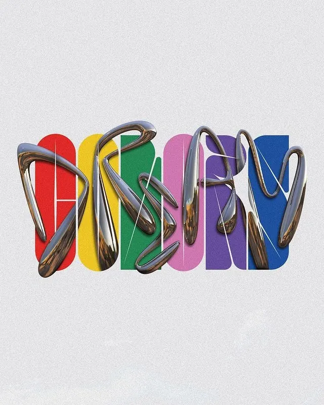 Abstract 3D Ribbon Letters, 3d-render, gradient-heavy, vibrant