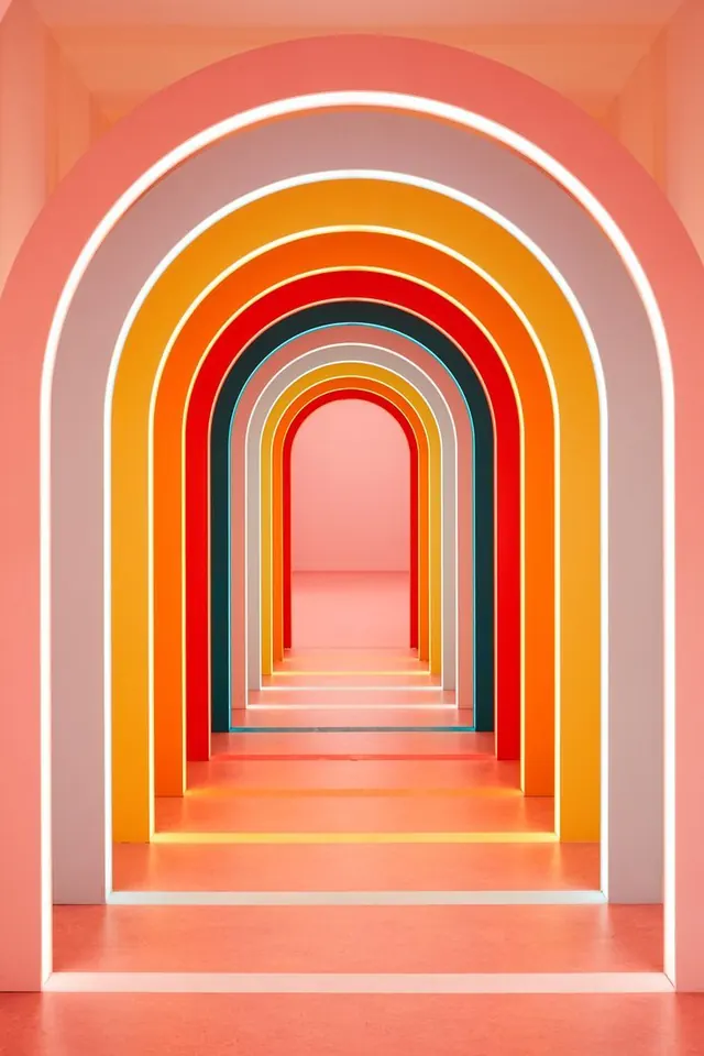 Nested Archway Perspective, geometric, minimal, vibrant