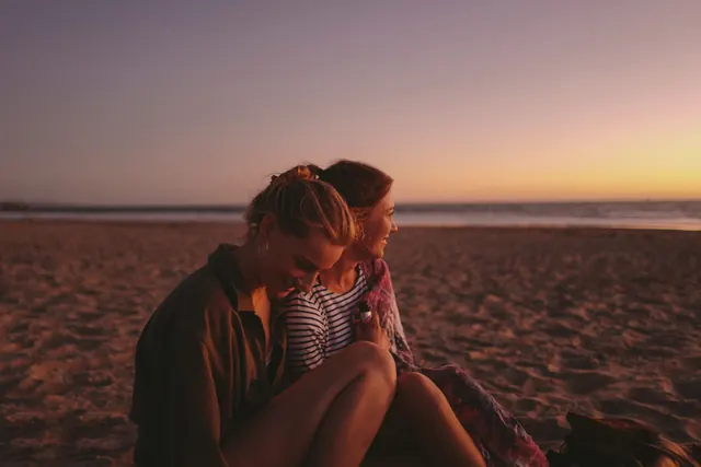 Beach Sunset Portrait, photographic, organic, warm