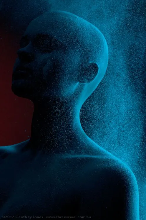 Blue Lit Portrait, monochrome, abstract, monochrome