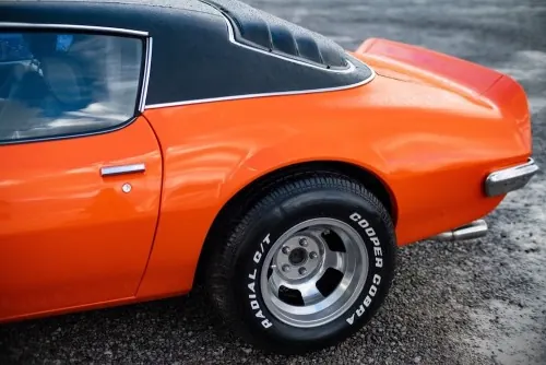 Orange Classic Muscle Car, photographic, vibrant