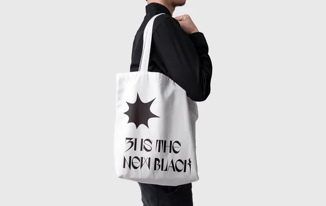 Graphic Tote Bag Design, minimal, brutalist, monochrome