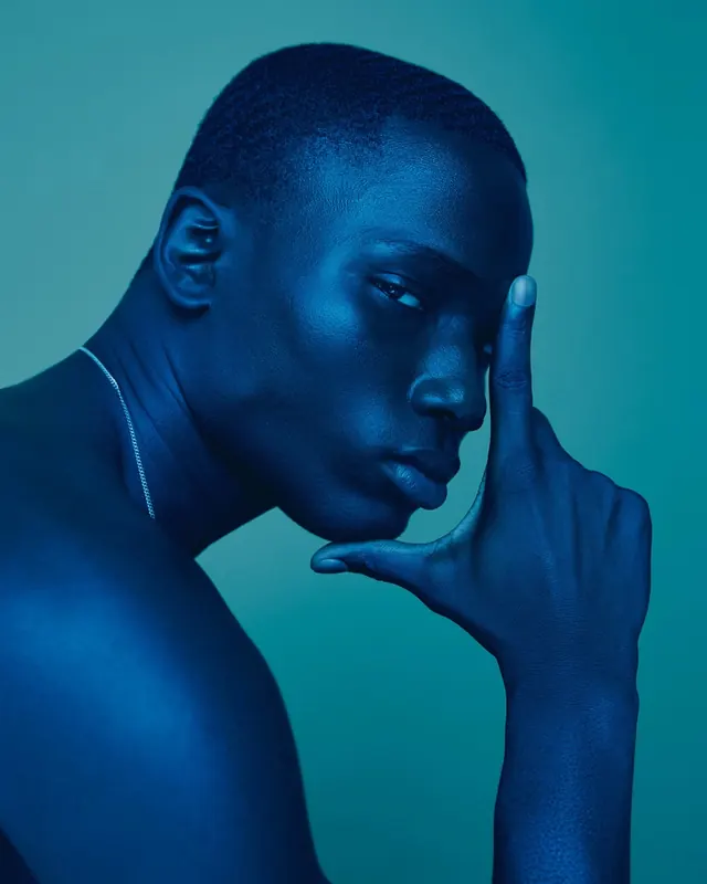 Monochromatic Blue Portrait, monochrome, minimal, monochrome