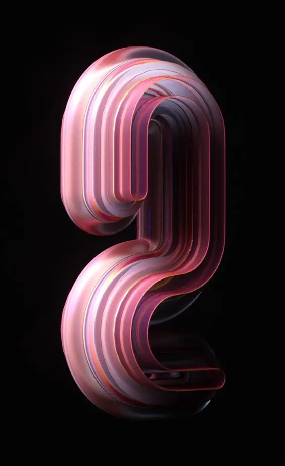 3D Abstract Ribbon Logo, 3d-render, gradient-heavy, vibrant