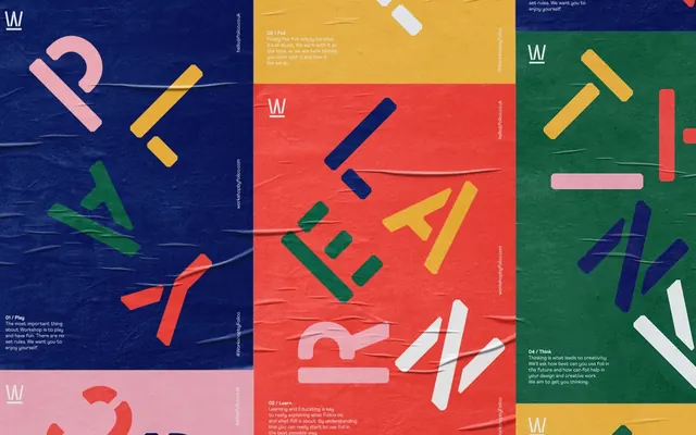 Multi-color Brand Identity Grid, minimal, geometric, vibrant