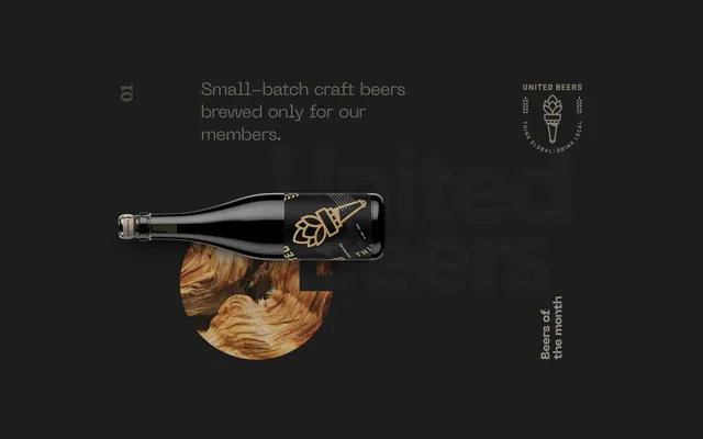 Small-batch craft beer branding, luxury, minimal, dark