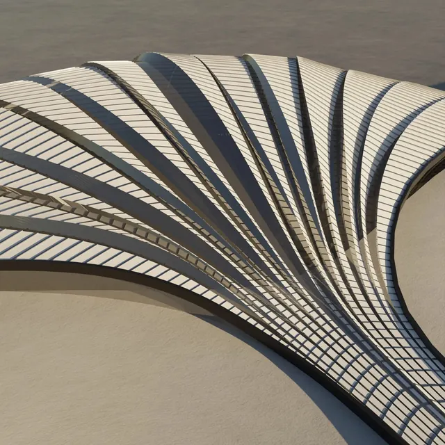 Abstract Geometric Ribbed Structure, geometric, abstract, monochrome