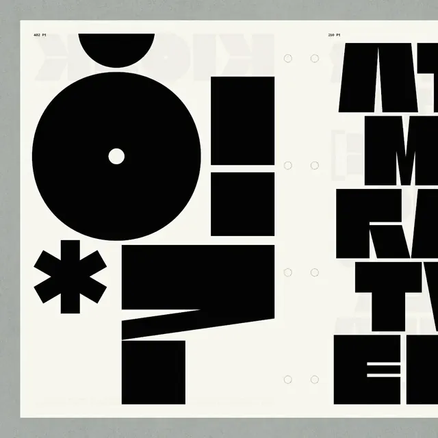 Geometric Typography Composition, brutalist, neo-brutalist, monochrome