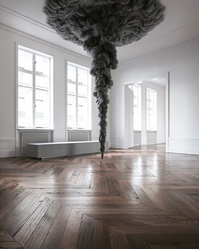 Interior Space with Smoke Effect, minimal, photographic, monochrome