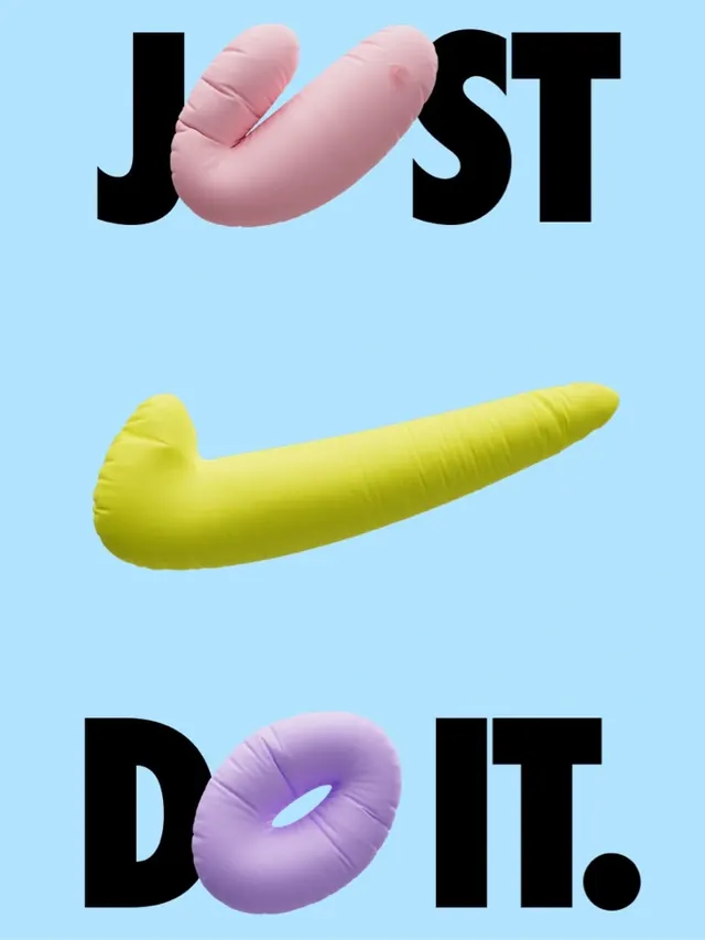 Just Do It Typography and 3D Elements, neo-brutalist, playful, vibrant