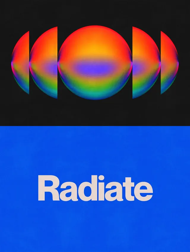 Radiate Brand Identity, gradient-heavy, geometric, vibrant