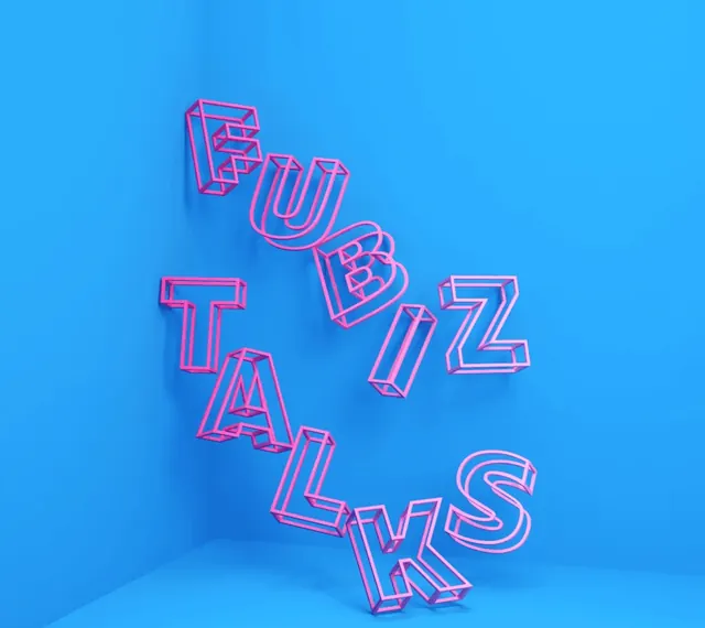 FUBIZ TALKS Neon Signage, neo-brutalist, 3d-render, vibrant