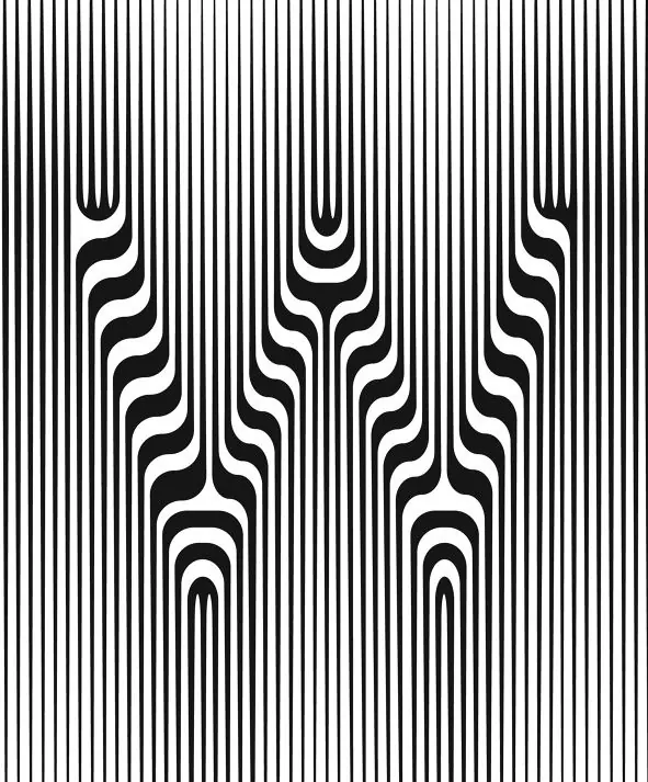 Optical Illusion Line Pattern, minimal, geometric, monochrome