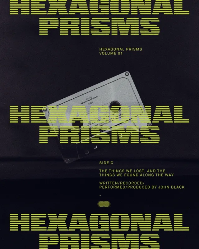 Hexagonal Prism Identity, minimal, brutalist, dark