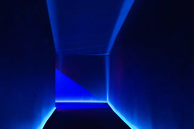 Blue Neon Corridor, dark-mode, minimal, dark