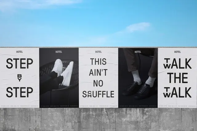 Step Step Typography and Photography Series, brutalist, minimal, monochrome