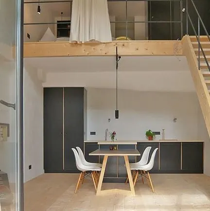 Modern Industrial Loft Interior, minimal, light-mode, light