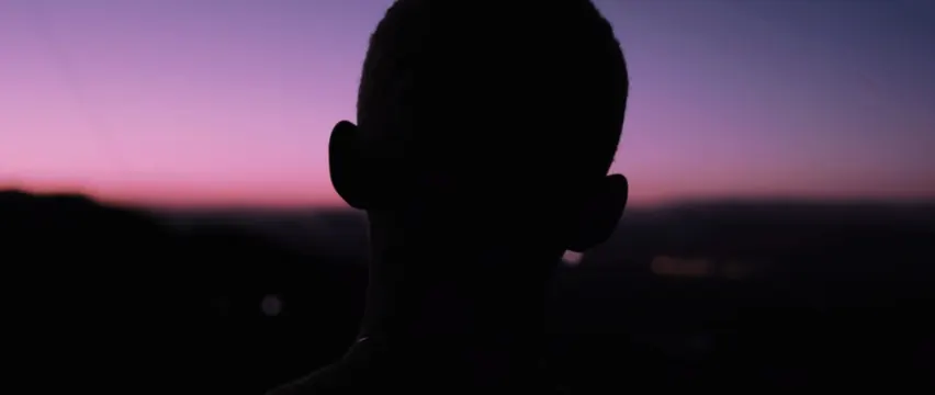 Silhouette Portrait against Purple Sunset, minimal, abstract, vibrant
