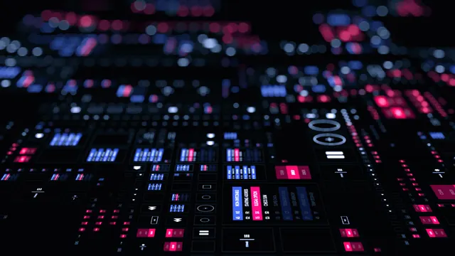 Digital Circuitry Data Visualization, dark-mode, technical, dark