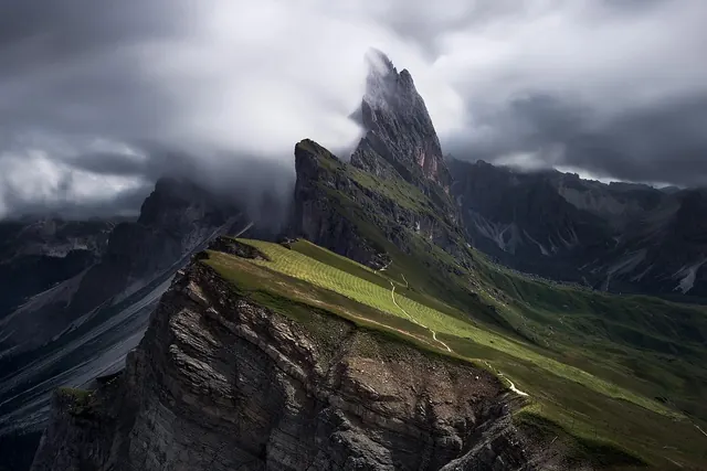 Mountain Landscape with Mist, photographic, organic, muted