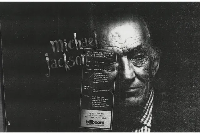 Michael Jackson Portrait and Typography, monochrome, brutalist, monochrome