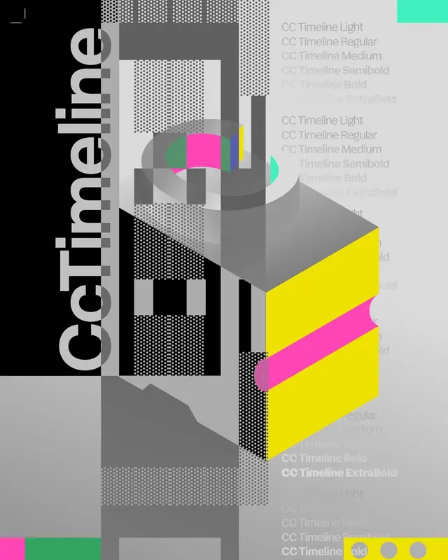 CC Timeline typeface foundry launch by Studio Koto (slide 2), minimal, technical, monochrome