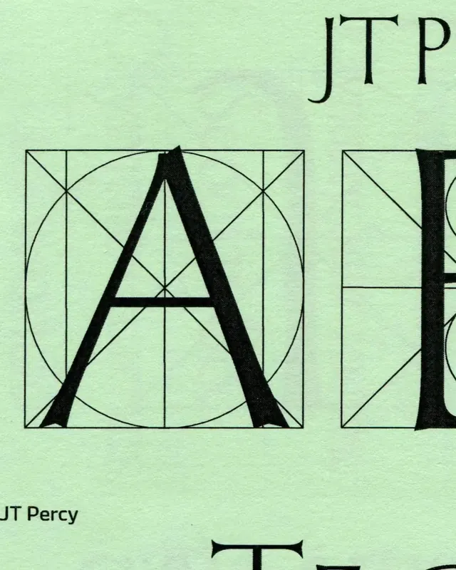 JT Percy typeface specimen and leaflet (slide 5)