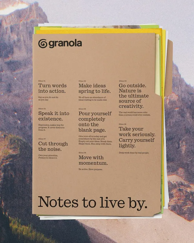 Granola AI notepad brand rebrand case study (slide 6)
