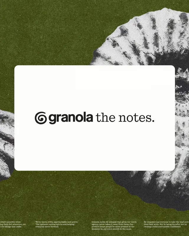 Granola AI notepad brand rebrand case study (slide 15)