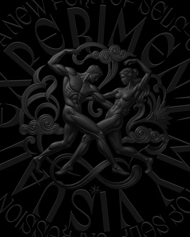 Baroque 3D typography exploration carousel (slide 1)
