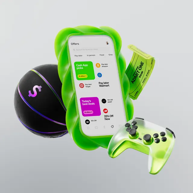 CashApp 3D product renders and branded elements (slide 4), 3d-render, photographic, vibrant